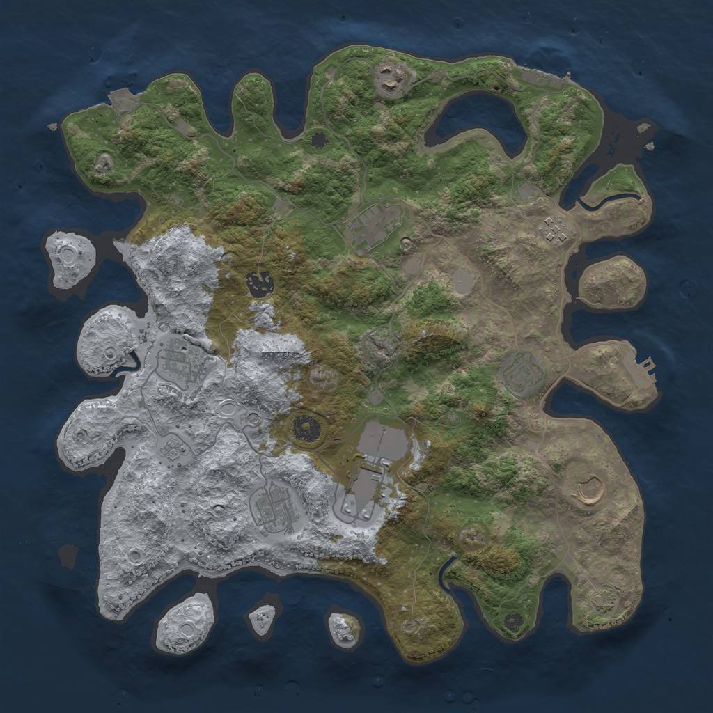 Rust Map: Procedural Map, Size: 3835, Seed: 76253556, 17 Monuments