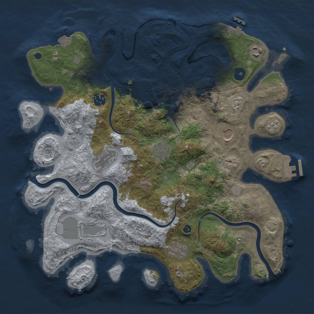 Rust Map: Procedural Map, Size: 3835, Seed: 76253556, 15 Monuments