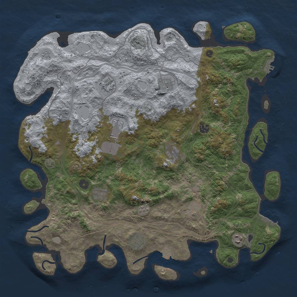 Rust Map: Procedural Map, Size: 4500, Seed: 20230804, 18 Monuments