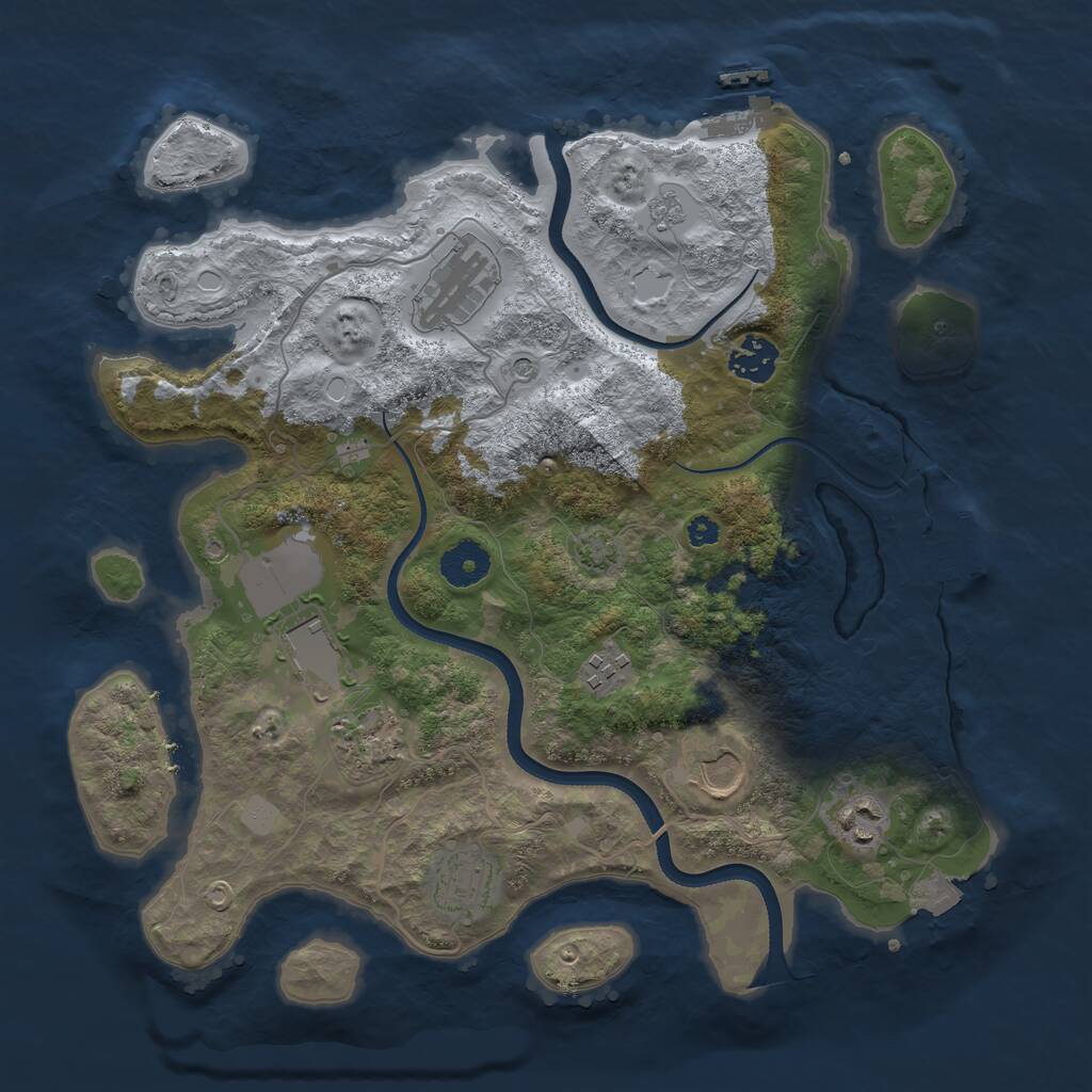 Rust Map: Procedural Map, Size: 3500, Seed: 1261164383, 14 Monuments