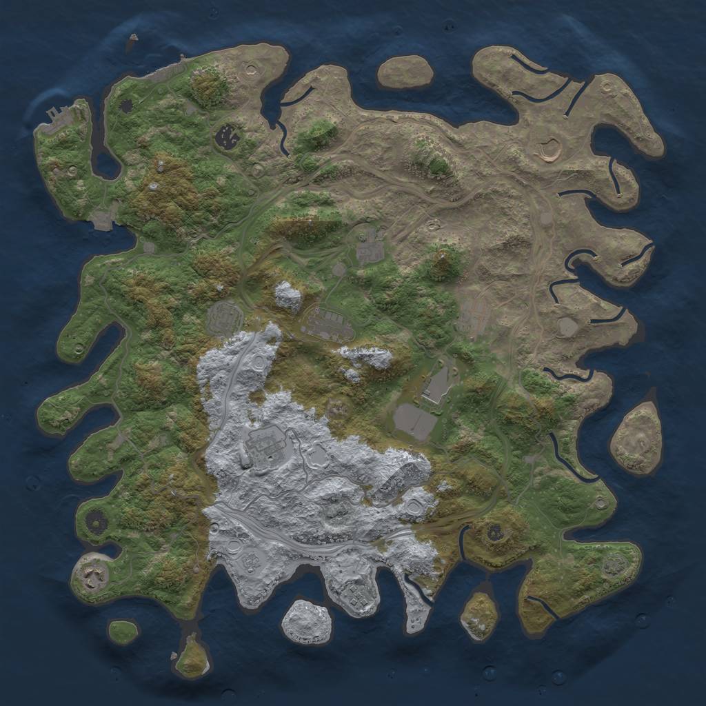 Rust Map: Procedural Map, Size: 4500, Seed: 1502967175, 18 Monuments