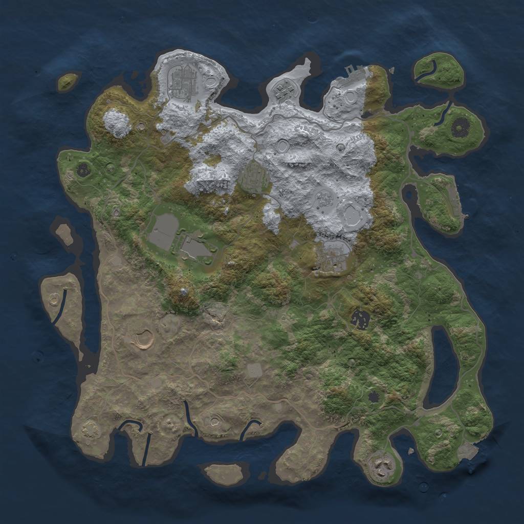 Rust Map: Procedural Map, Size: 4000, Seed: 2045070578, 16 Monuments