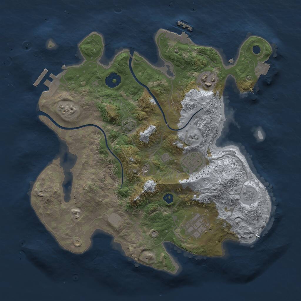 Rust Map: Procedural Map, Size: 3000, Seed: 613209190, 9 Monuments