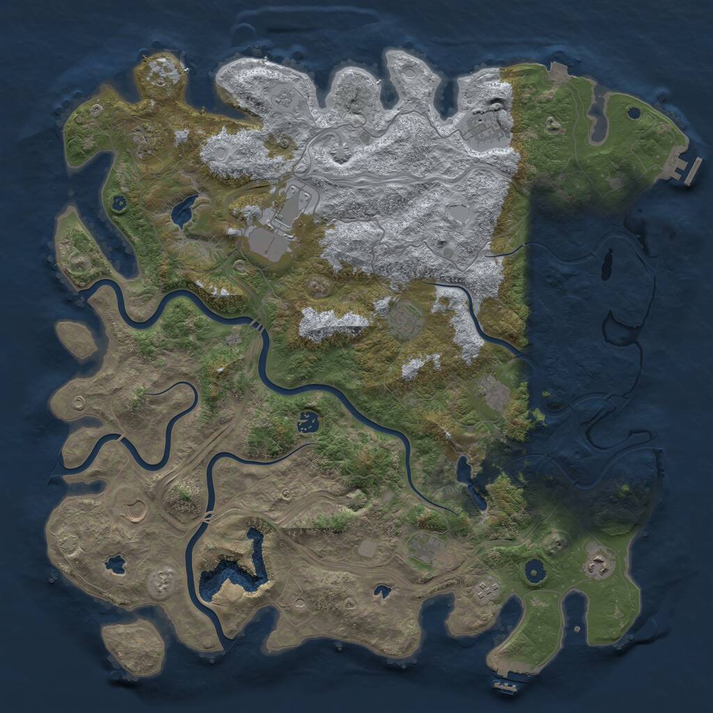 Rust Map: Procedural Map, Size: 4800, Seed: 1381348195, 16 Monuments