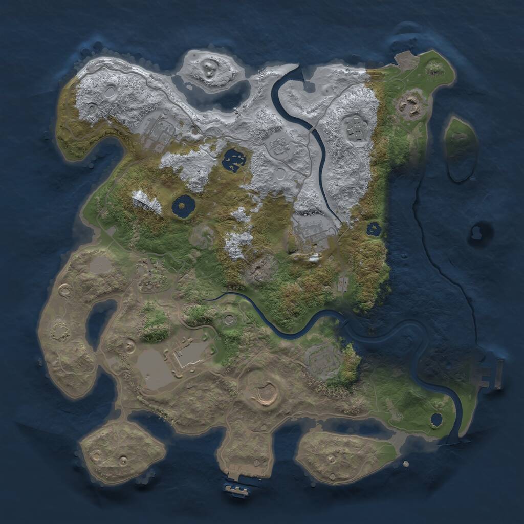 Rust Map: Procedural Map, Size: 3500, Seed: 107210754, 15 Monuments