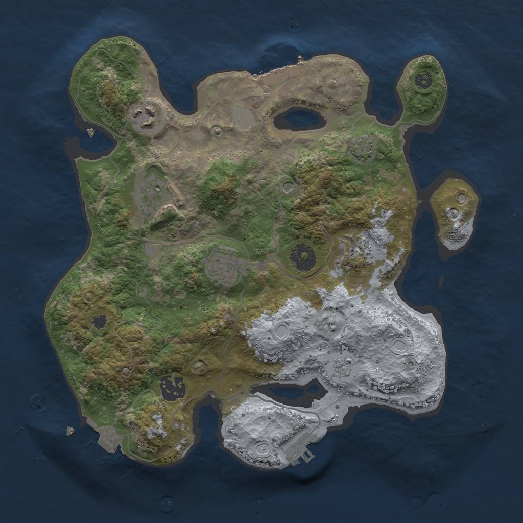 Rust Map: Procedural Map, Size: 3000, Seed: 653228725, 13 Monuments