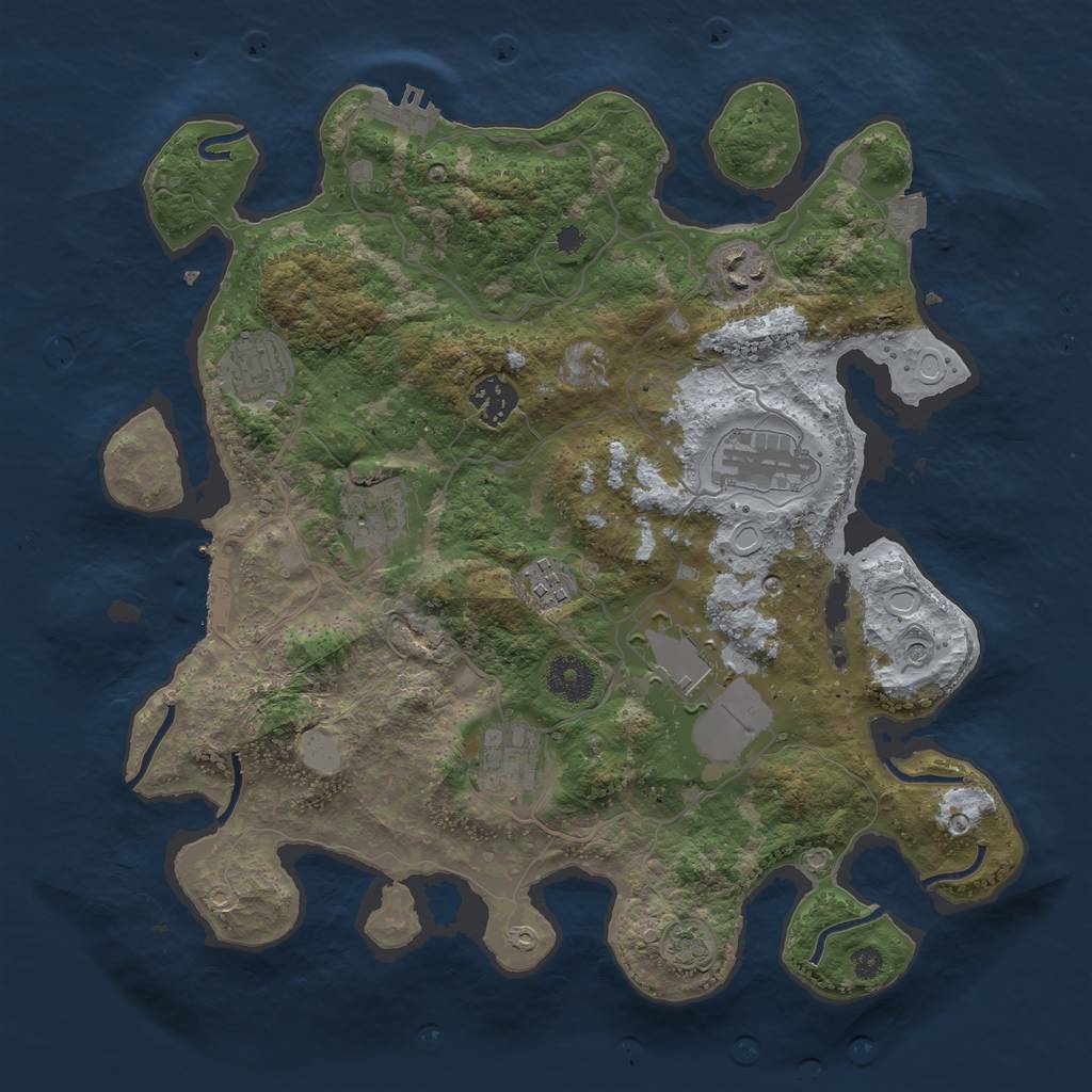 Rust Map: Procedural Map, Size: 3500, Seed: 846401607, 15 Monuments