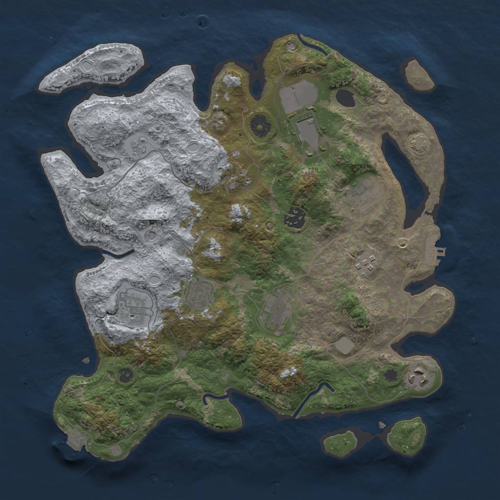 Rust Map: Procedural Map, Size: 3500, Seed: 1698659749, 16 Monuments
