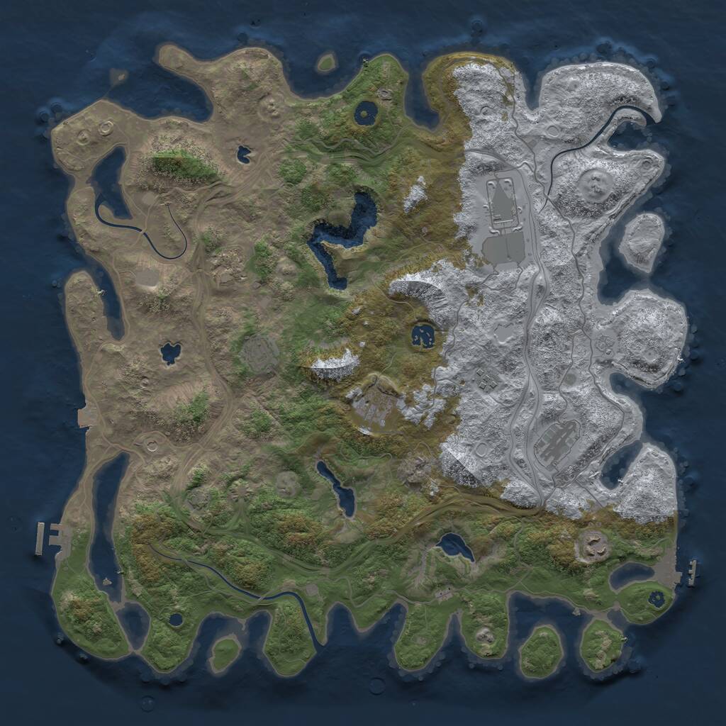 Rust Map: Procedural Map, Size: 4500, Seed: 1223138394, 14 Monuments