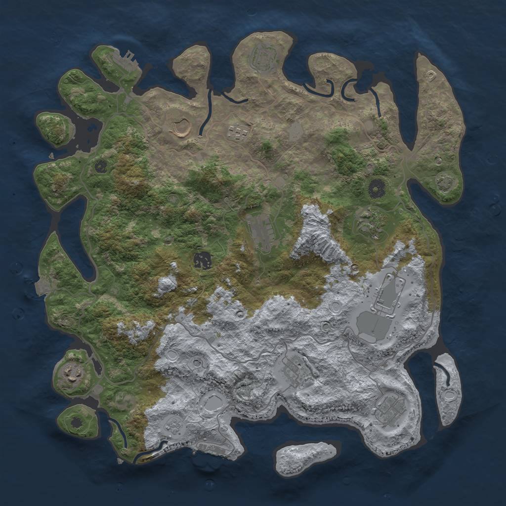 Rust Map: Procedural Map, Size: 4050, Seed: 684775640, 18 Monuments