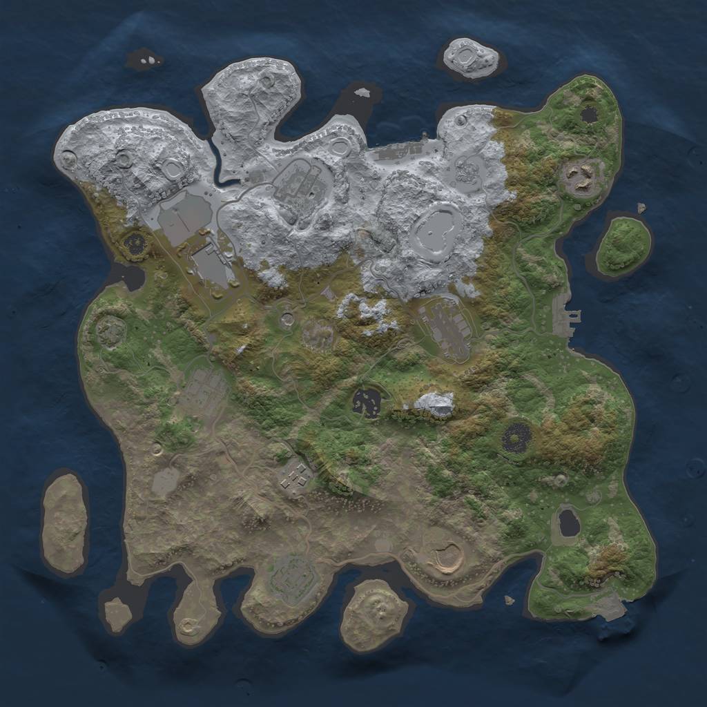 Rust Map: Procedural Map, Size: 3500, Seed: 345260542, 17 Monuments