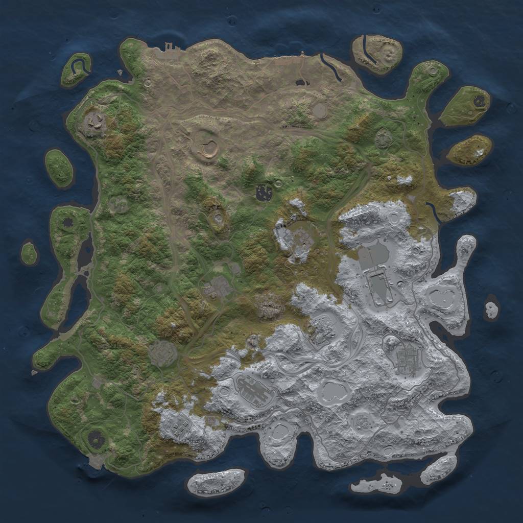 Rust Map: Procedural Map, Size: 4500, Seed: 1990594673, 19 Monuments