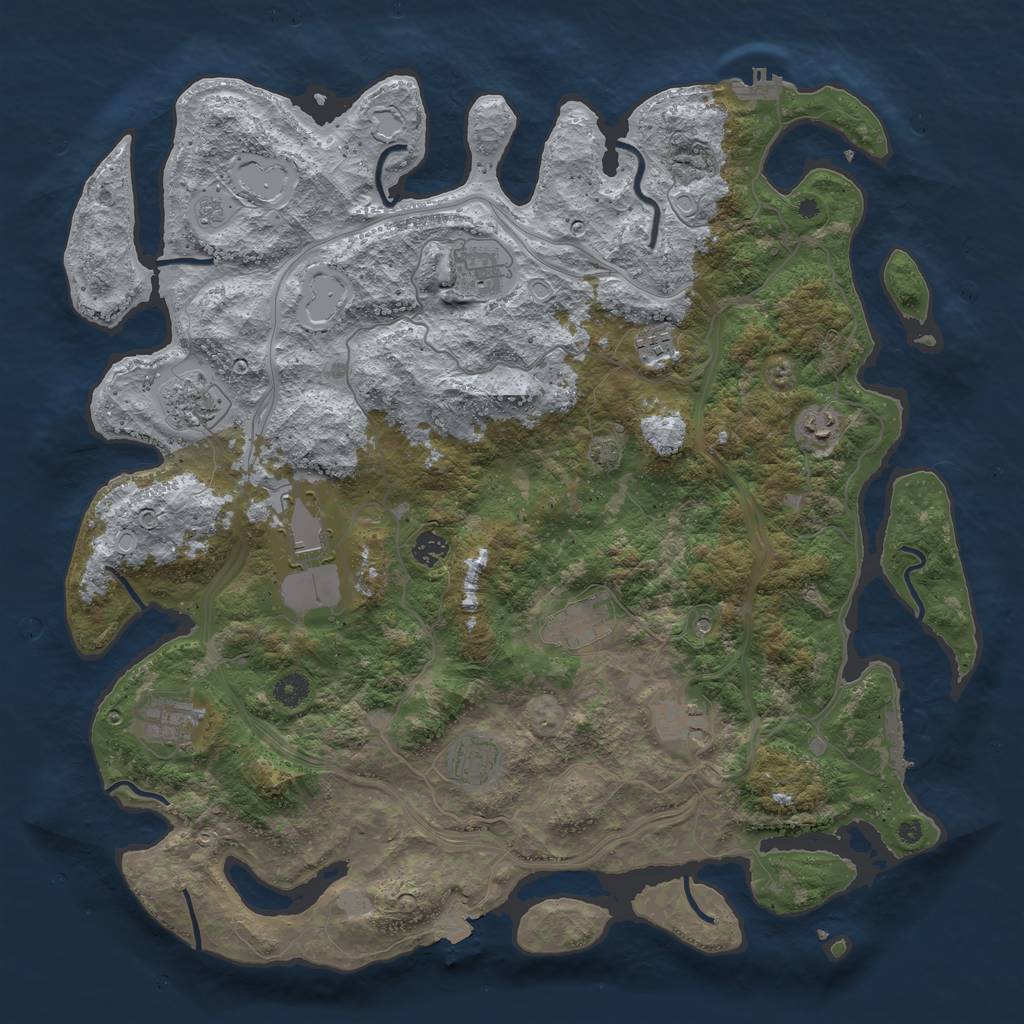Rust Map: Procedural Map, Size: 4500, Seed: 3568, 18 Monuments