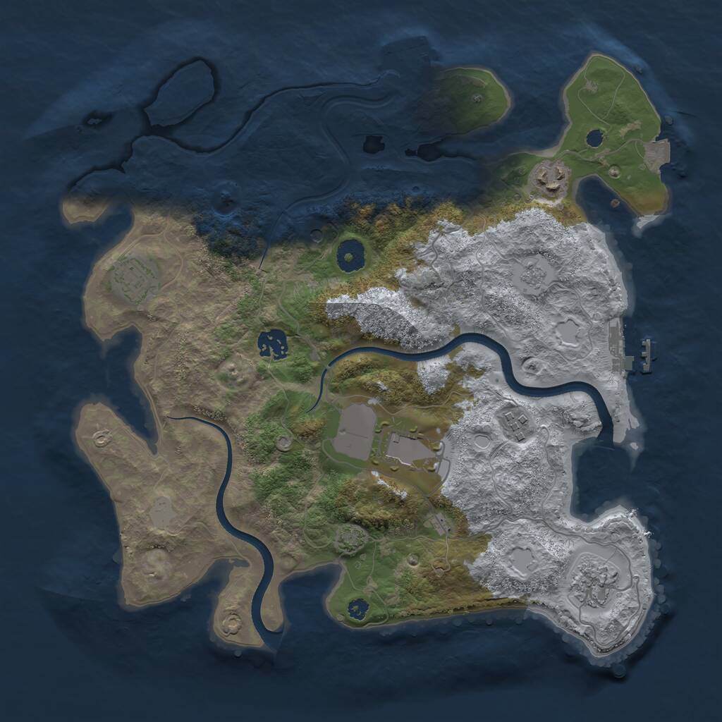 Rust Map: Procedural Map, Size: 3500, Seed: 5813, 12 Monuments
