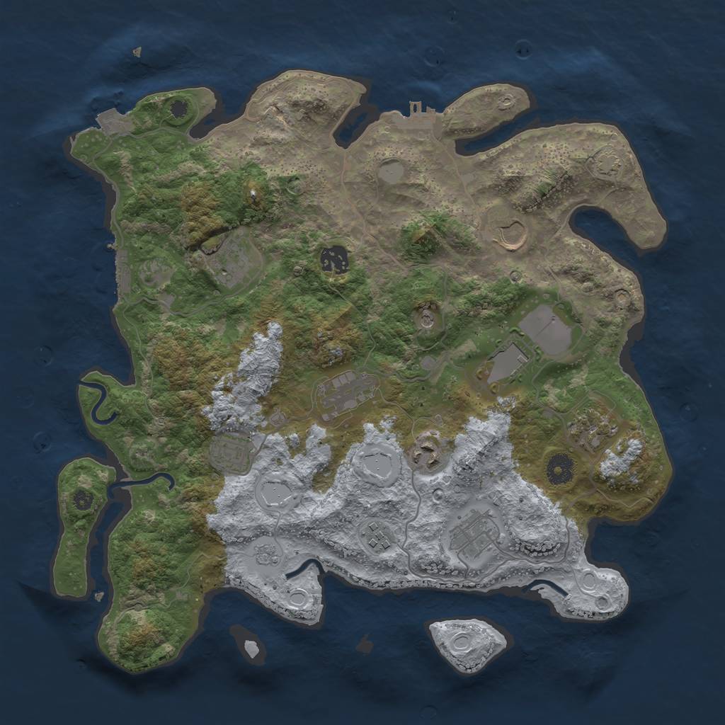 Rust Map: Procedural Map, Size: 3700, Seed: 1466576127, 18 Monuments