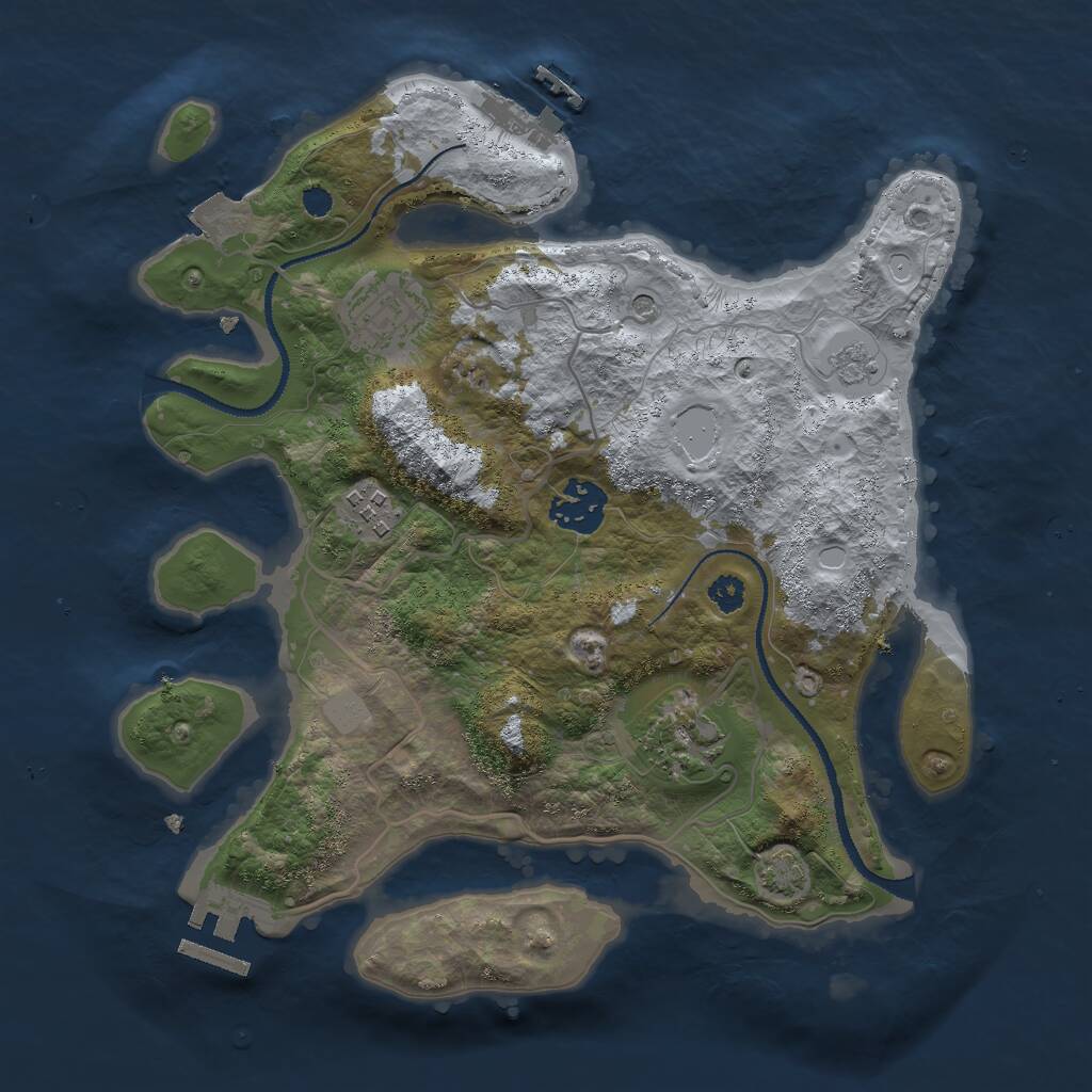 Rust Map: Procedural Map, Size: 3000, Seed: 9895, 10 Monuments