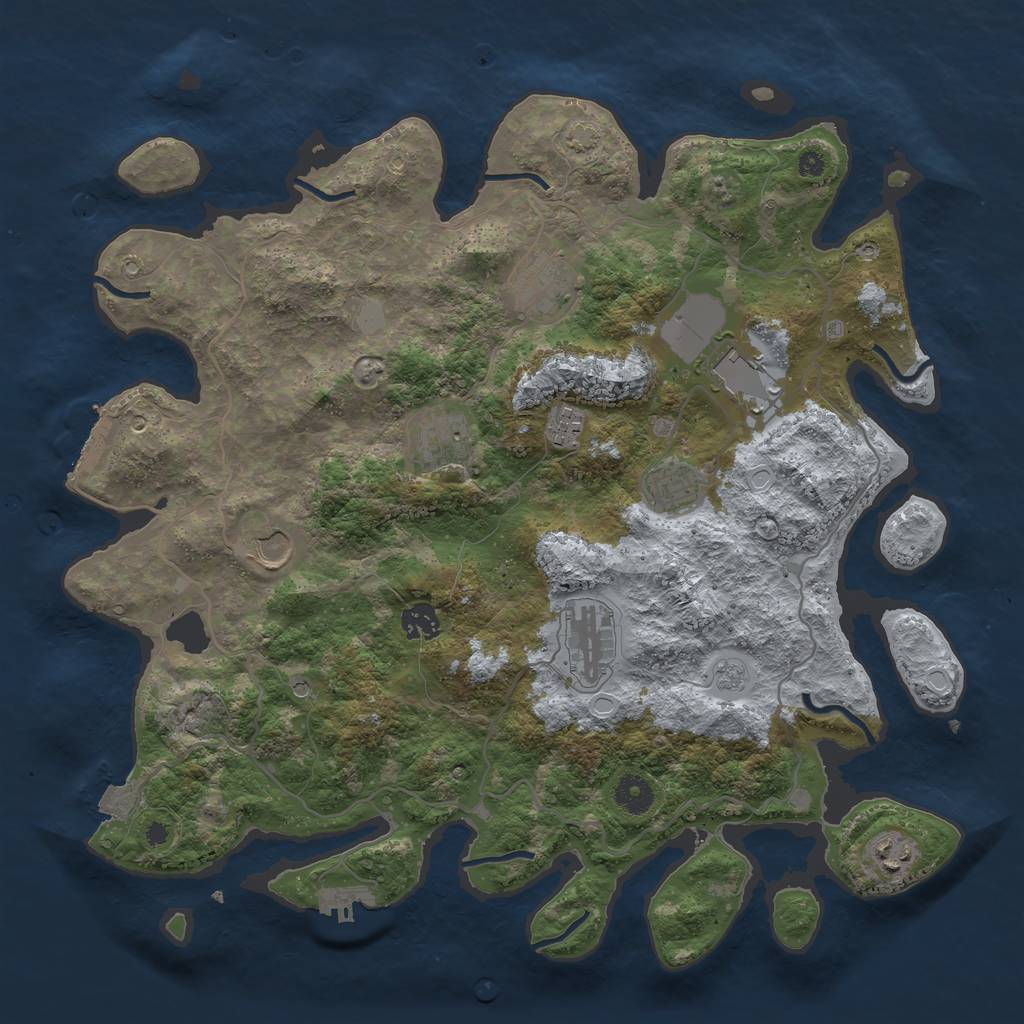 Rust Map: Procedural Map, Size: 4000, Seed: 1164878998, 17 Monuments