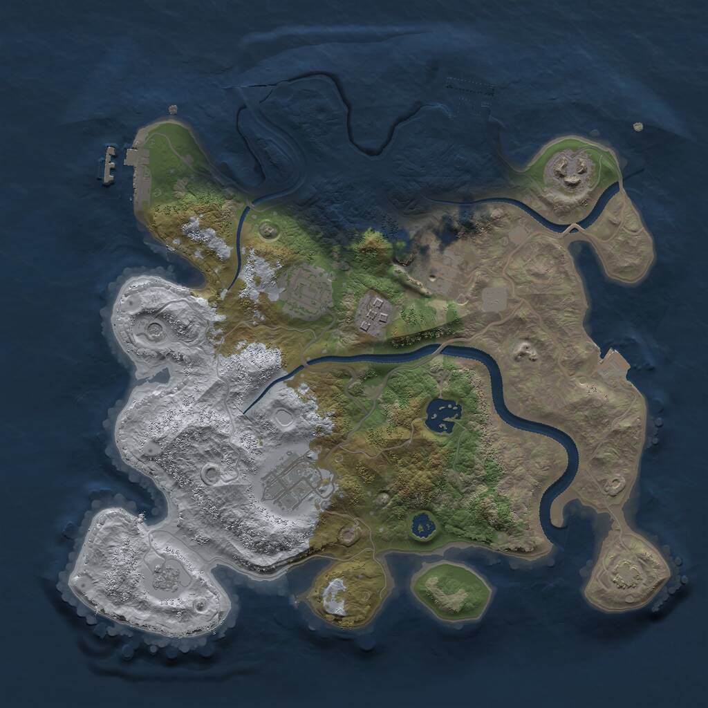 Rust Map: Procedural Map, Size: 3000, Seed: 1874611, 12 Monuments
