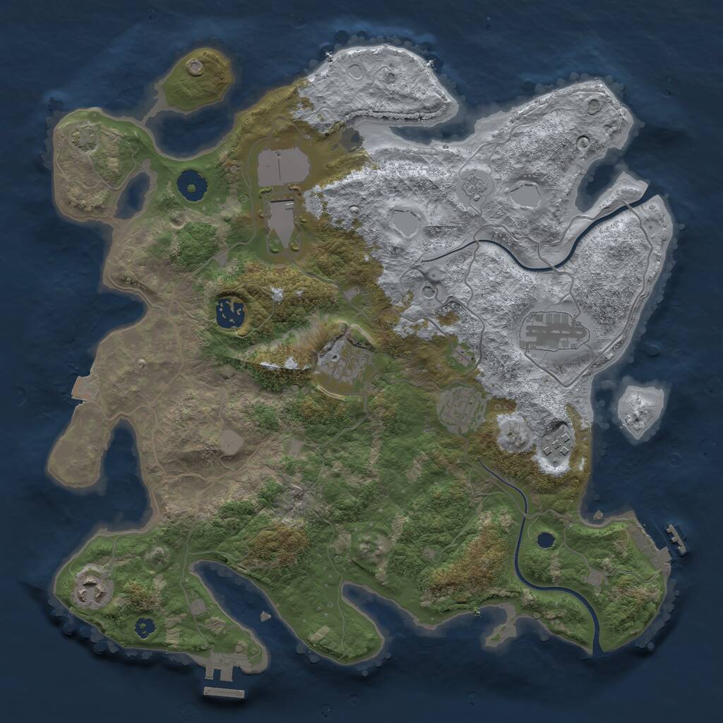 Rust Map: Procedural Map, Size: 3600, Seed: 942032865, 13 Monuments
