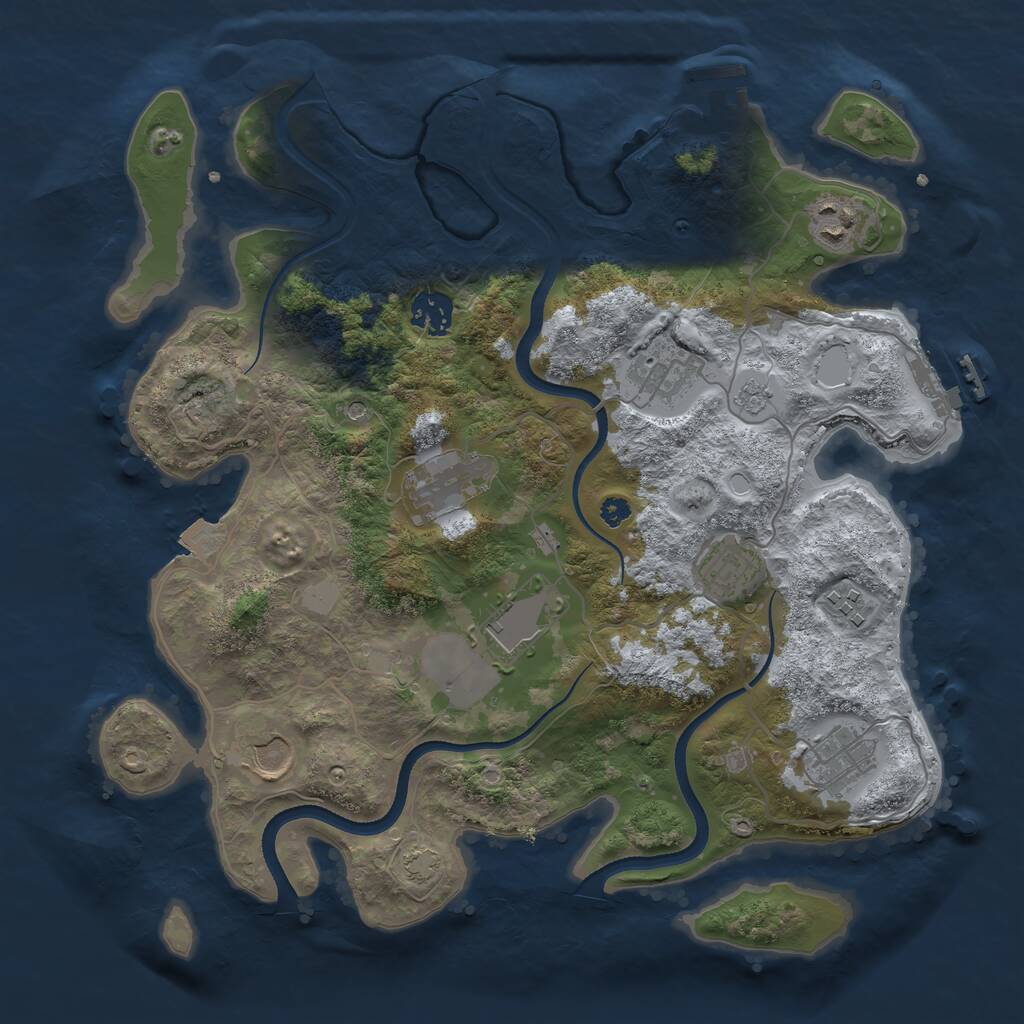 Rust Map: Procedural Map, Size: 3500, Seed: 826237223, 15 Monuments