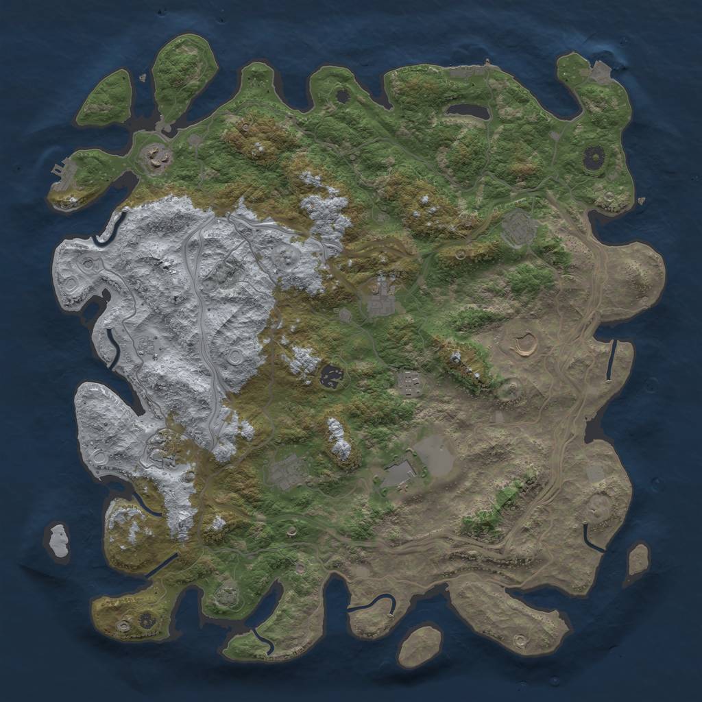 Rust Map: Procedural Map, Size: 4500, Seed: 5416, 17 Monuments