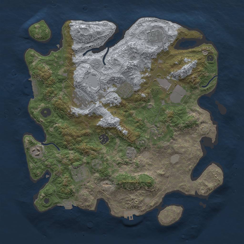 Rust Map: Procedural Map, Size: 3700, Seed: 669228386, 17 Monuments