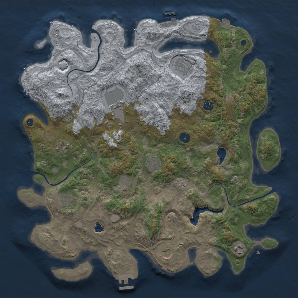 Rust Map: Procedural Map, Size: 4250, Seed: 58234322, 16 Monuments