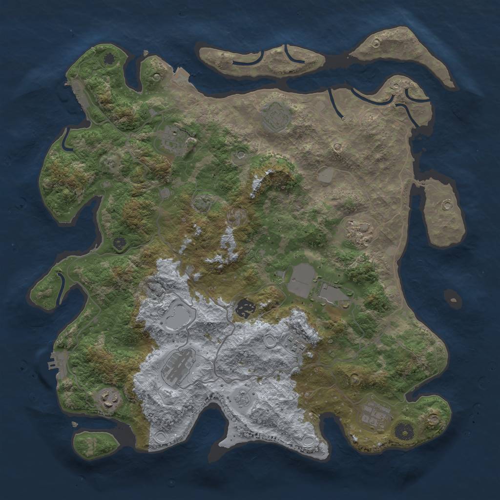 Rust Map: Procedural Map, Size: 4000, Seed: 157082375, 17 Monuments