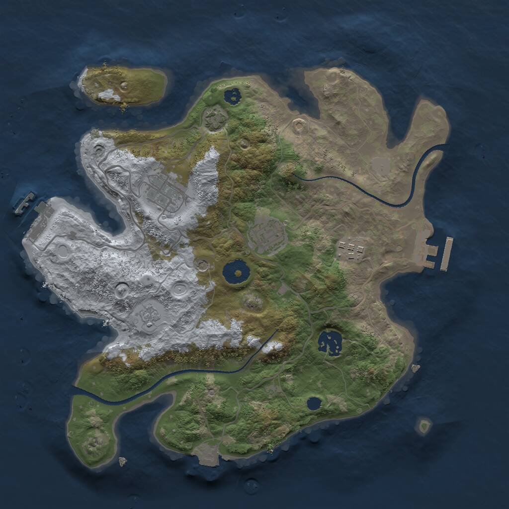 Rust Map: Procedural Map, Size: 3000, Seed: 1692658648, 10 Monuments