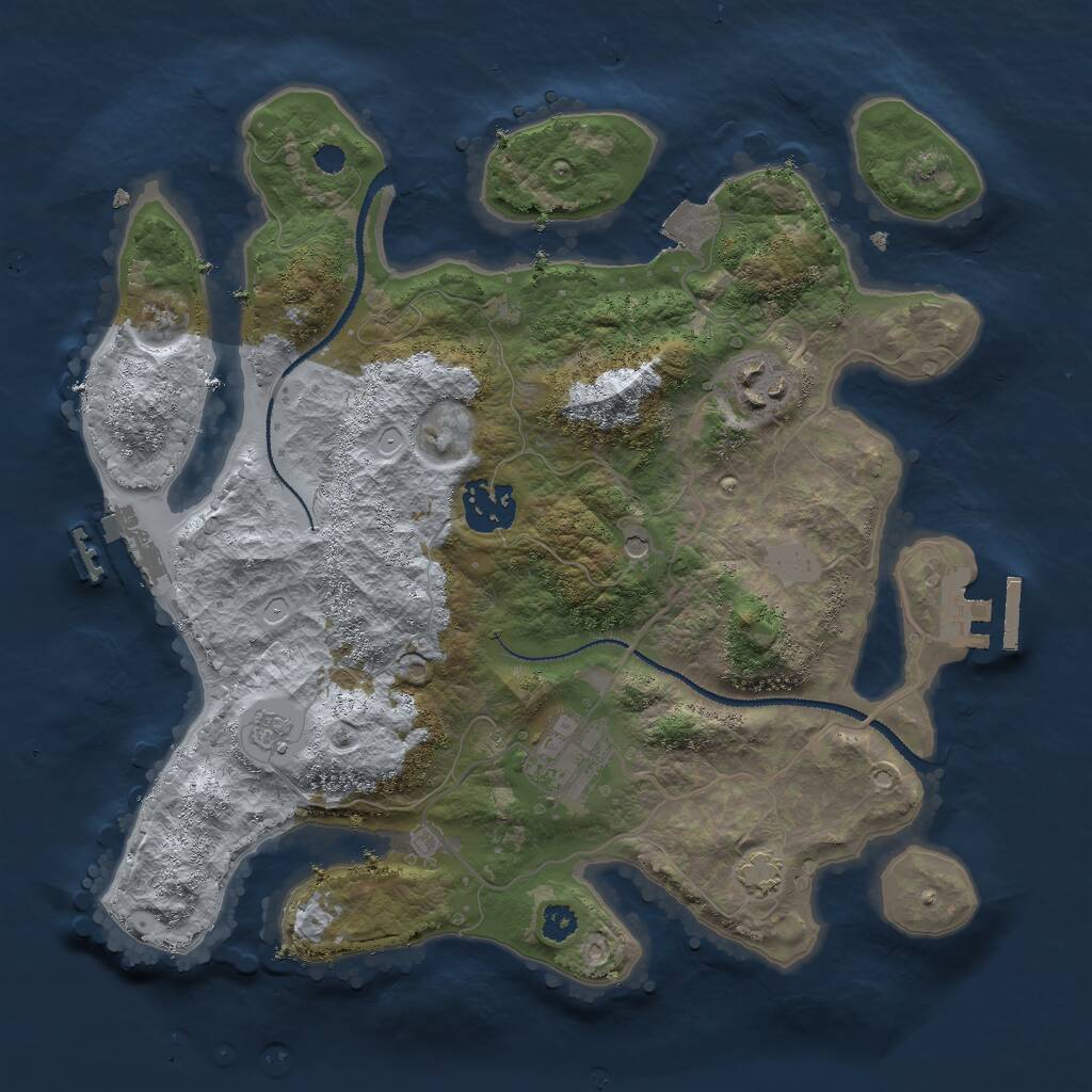 Rust Map: Procedural Map, Size: 3000, Seed: 2030794085, 9 Monuments