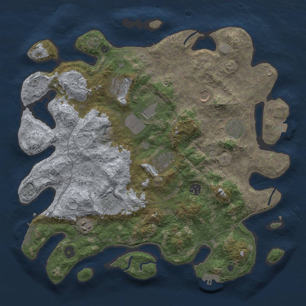 Rust Map: Procedural Map, Size: 4000, Seed: 1047633092, 17 Monuments