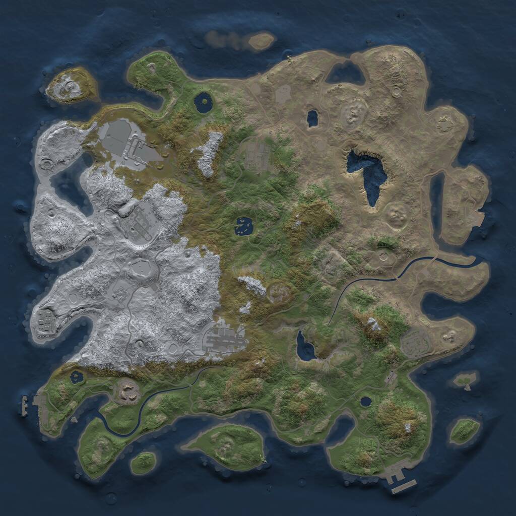 Rust Map: Procedural Map, Size: 4000, Seed: 1047633092, 14 Monuments