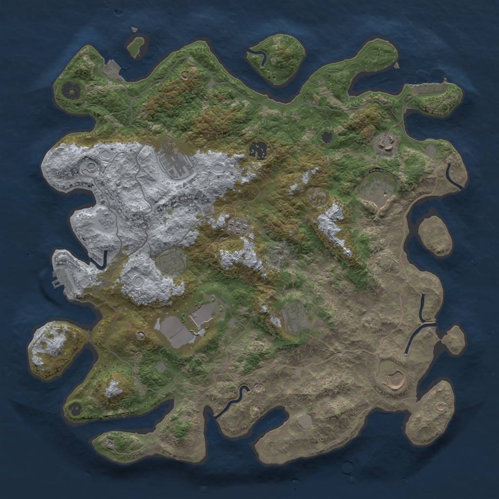 Rust Map: Procedural Map, Size: 4000, Seed: 540235843, 17 Monuments