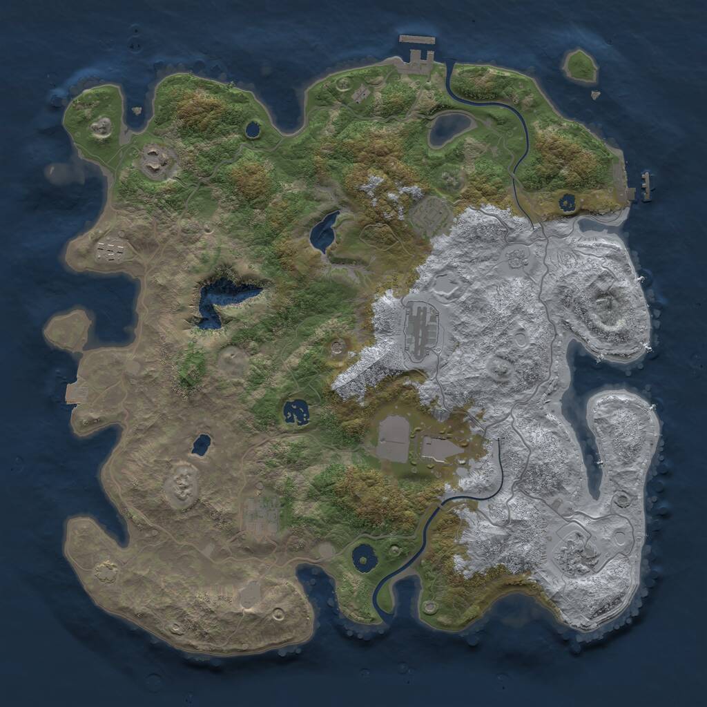 Rust Map: Procedural Map, Size: 4000, Seed: 18370, 14 Monuments