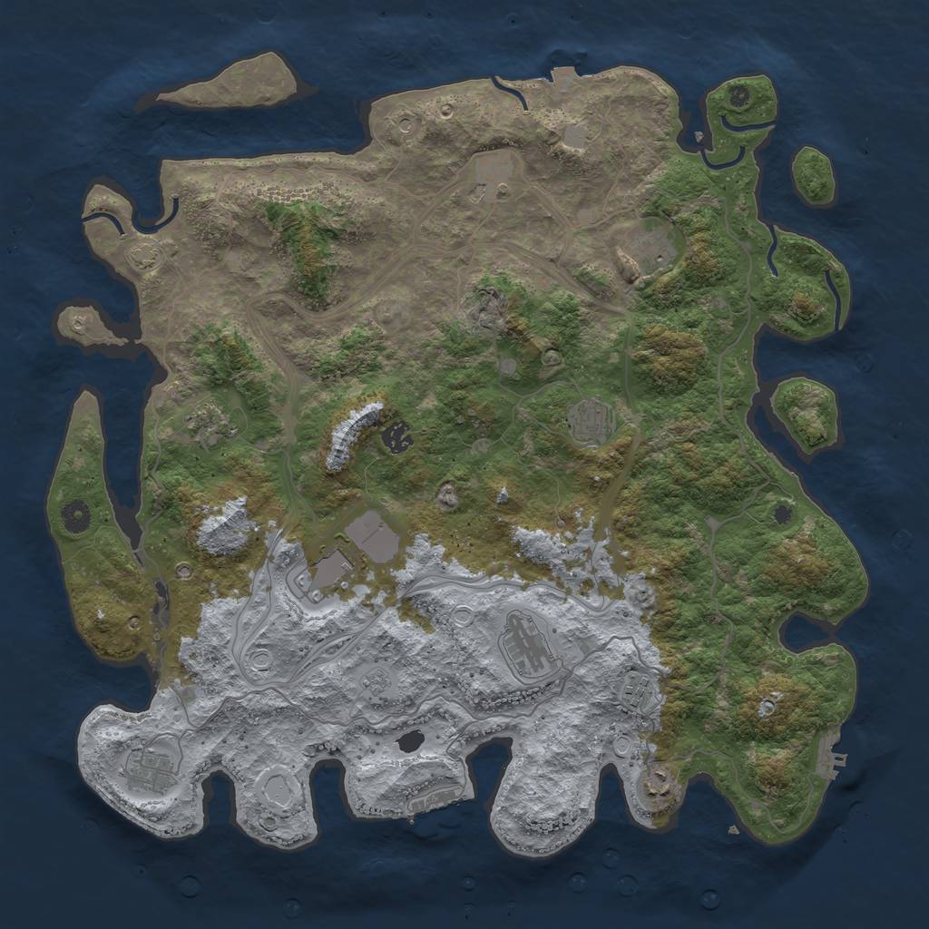 Rust Map: Procedural Map, Size: 4500, Seed: 1727852752, 18 Monuments