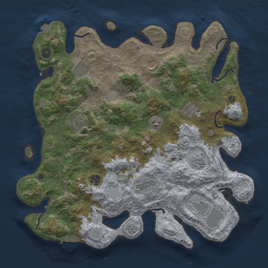 Rust Map: Procedural Map, Size: 4000, Seed: 471402727, 17 Monuments
