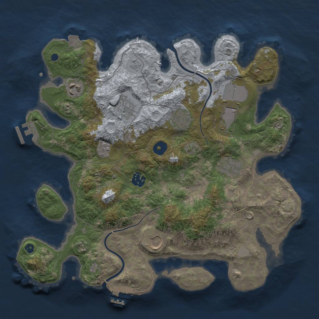 Rust Map: Procedural Map, Size: 3500, Seed: 1115047912, 13 Monuments