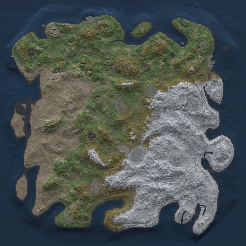 Rust Map: Procedural Map, Size: 4500, Seed: 214564465, 19 Monuments