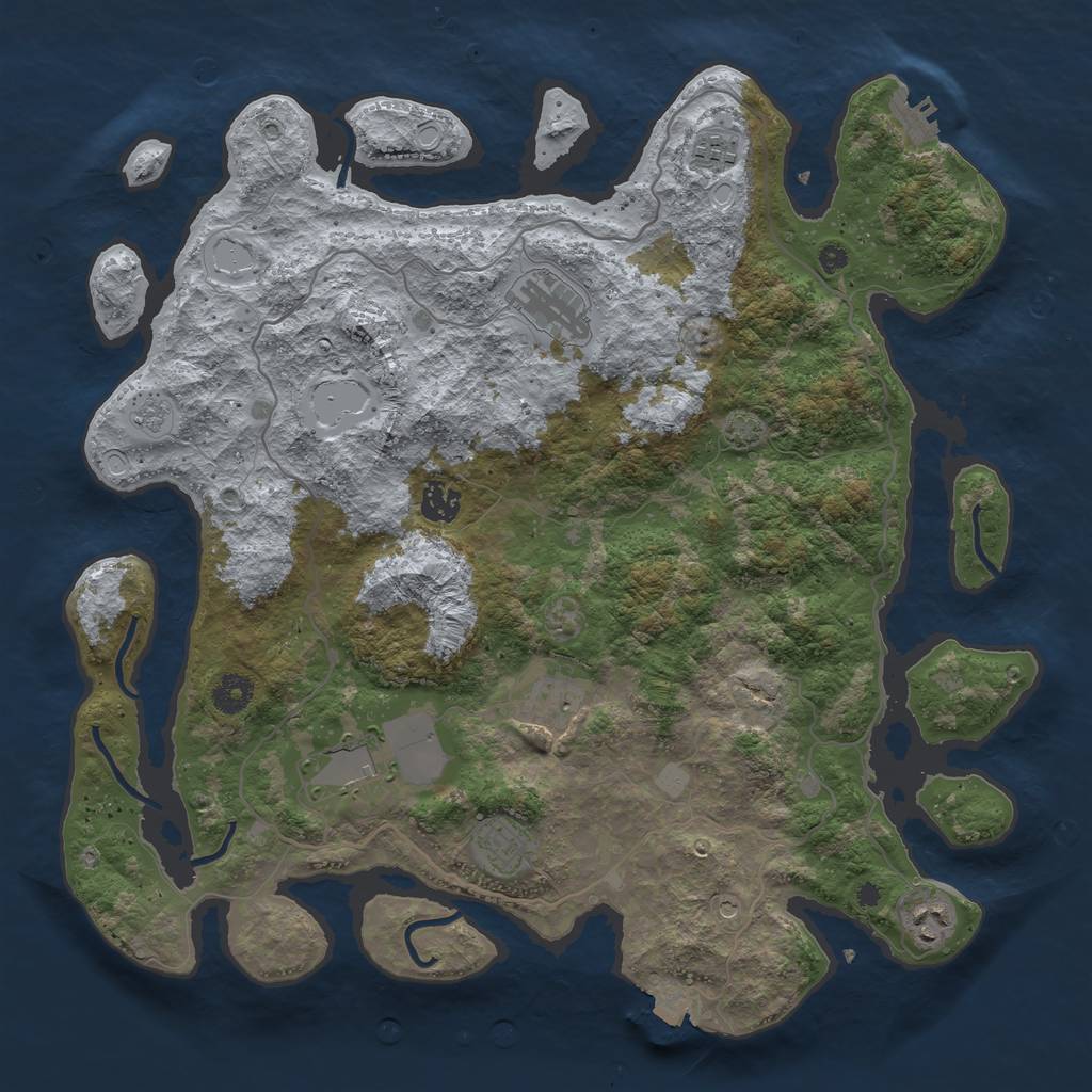 Rust Map: Procedural Map, Size: 4000, Seed: 16297, 14 Monuments
