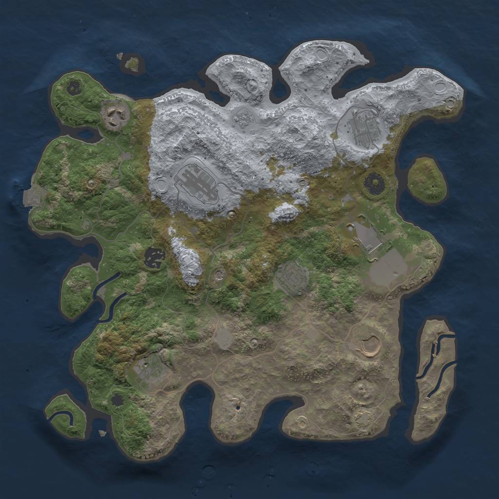 Rust Map: Procedural Map, Size: 3503, Seed: 1, 14 Monuments