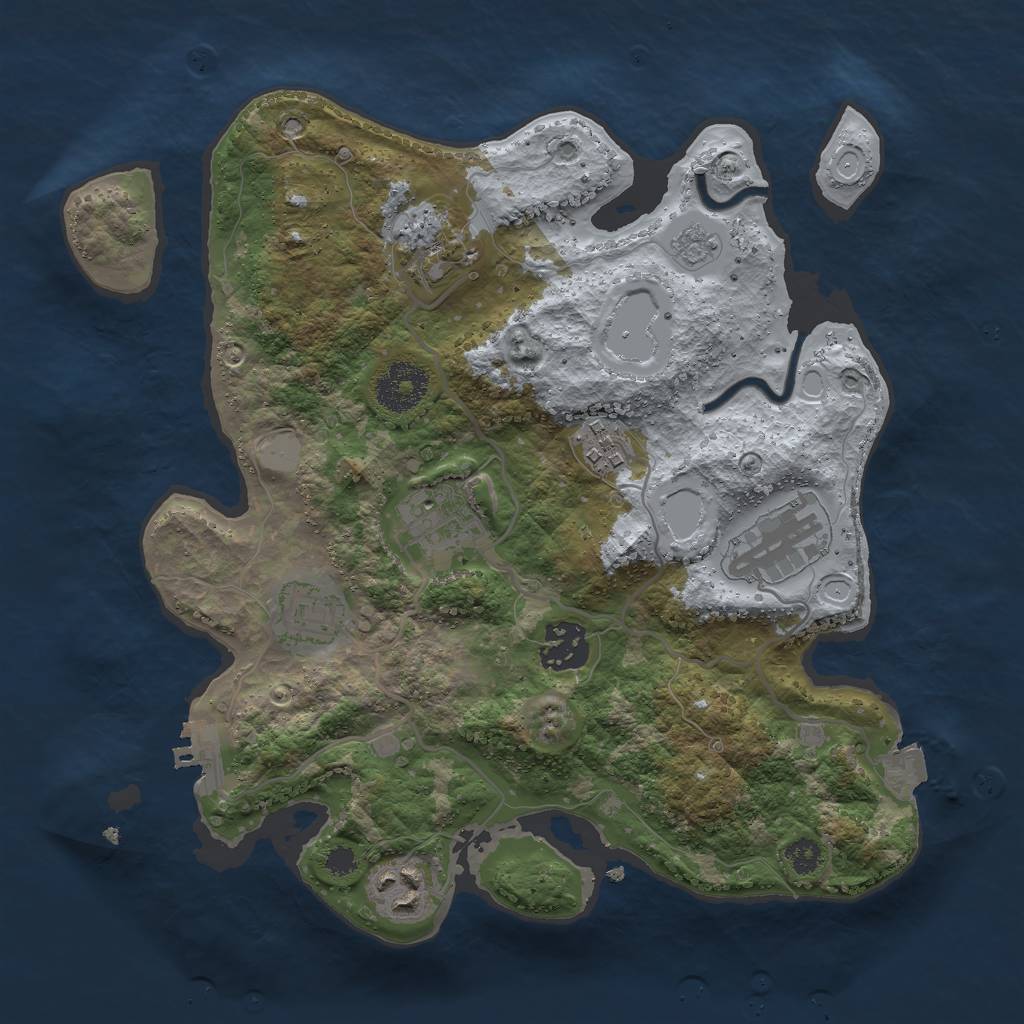 Rust Map: Procedural Map, Size: 3000, Seed: 1036875, 12 Monuments