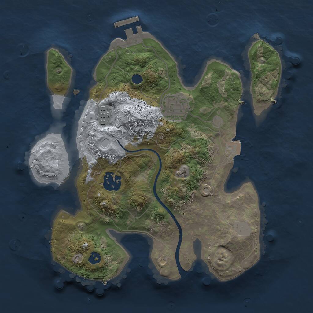 Rust Map: Procedural Map, Size: 2500, Seed: 1113103221, 5 Monuments