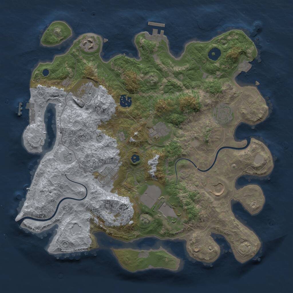 Rust Map: Procedural Map, Size: 3500, Seed: 105662719, 14 Monuments