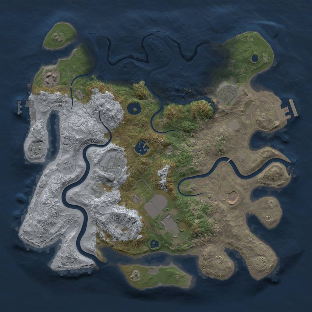Rust Map: Procedural Map, Size: 3500, Seed: 105662719, 13 Monuments