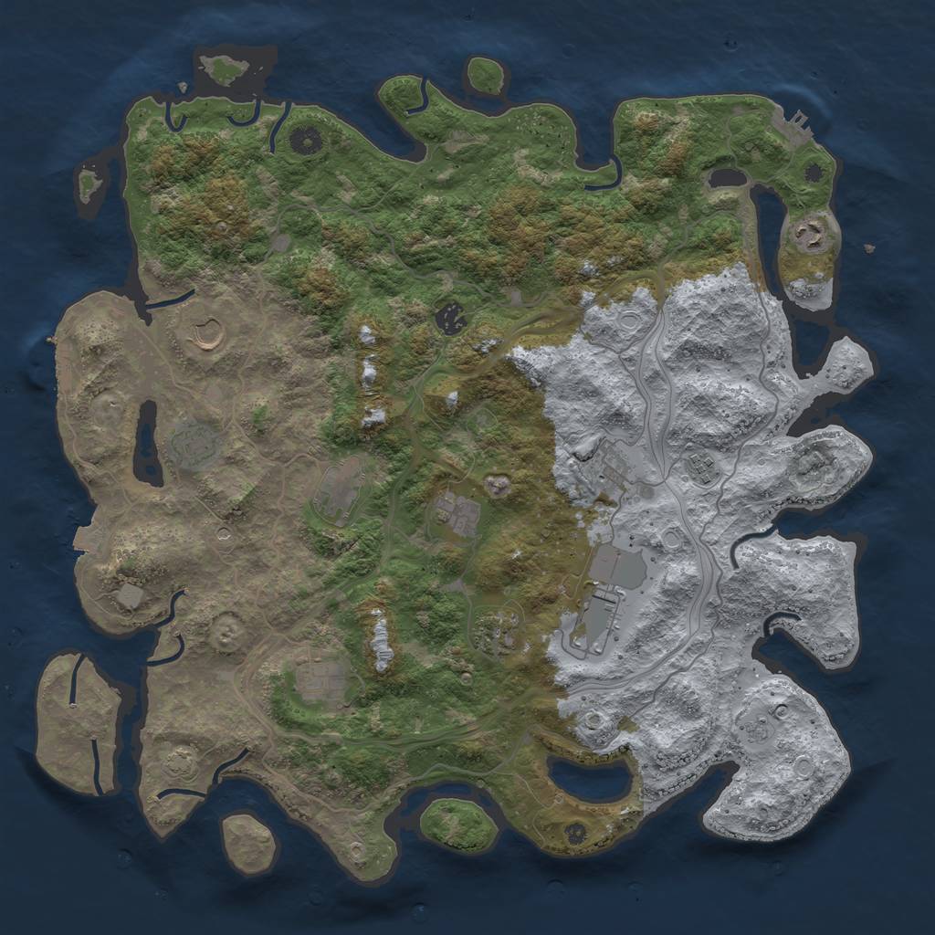 Rust Map: Procedural Map, Size: 4500, Seed: 1300626542, 19 Monuments