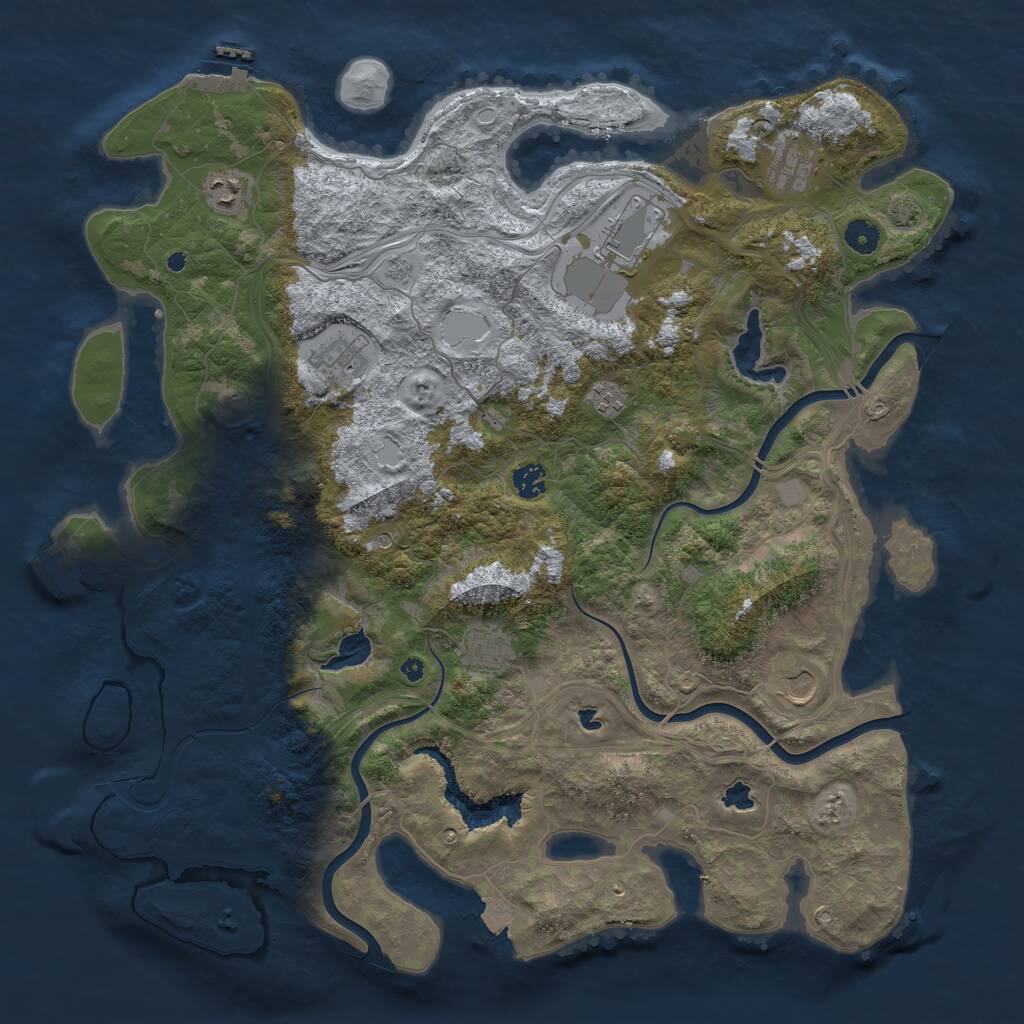 Rust Map: Procedural Map, Size: 4500, Seed: 1591631144, 14 Monuments