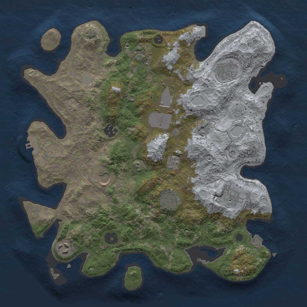 Rust Map: Procedural Map, Size: 3550, Seed: 1983528886, 16 Monuments