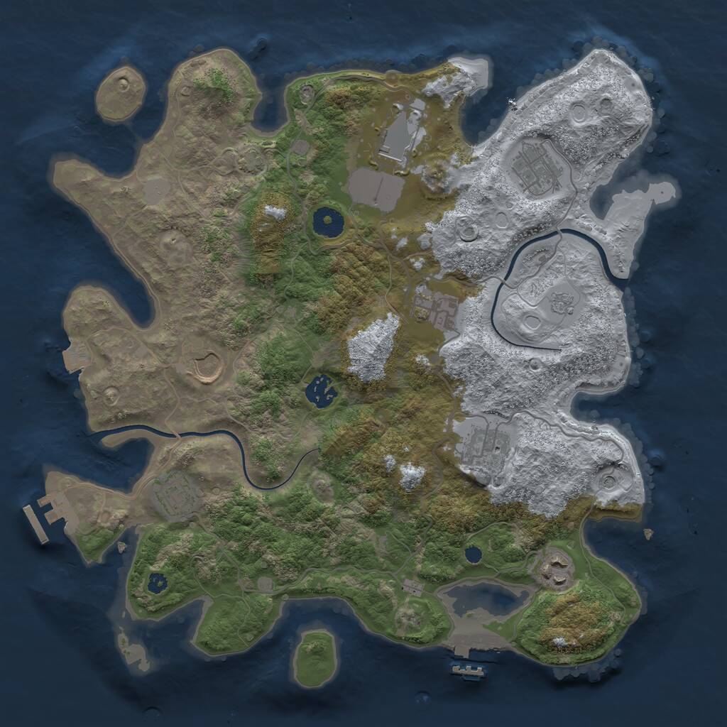 Rust Map: Procedural Map, Size: 3550, Seed: 1983528886, 14 Monuments