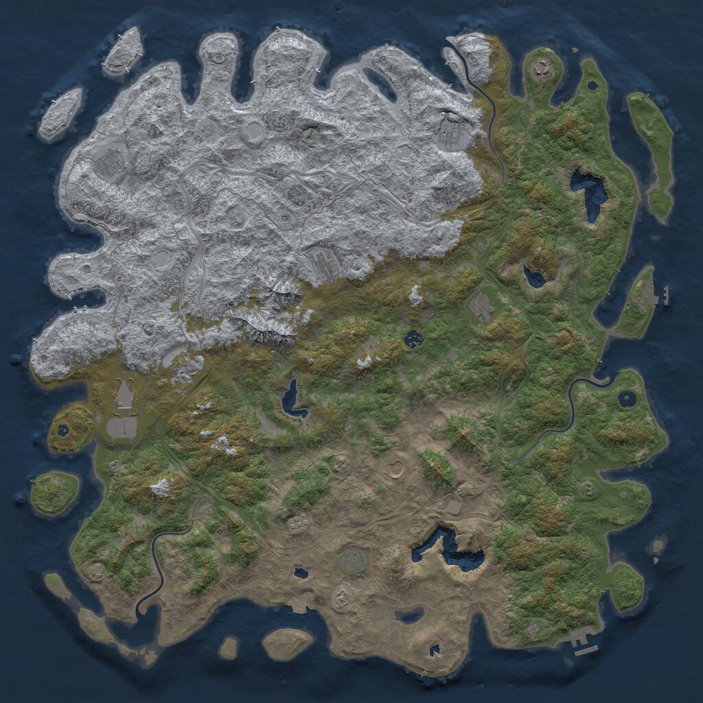 Rust Map: Procedural Map, Size: 6000, Seed: 55157722, 17 Monuments