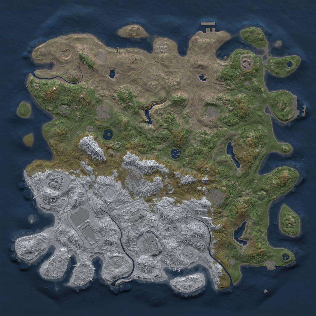 Rust Map: Procedural Map, Size: 4500, Seed: 532569152, 17 Monuments